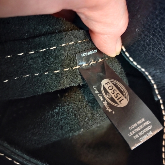 Fossil Black Leather Tote Computer Bag - Picture 4 of 9